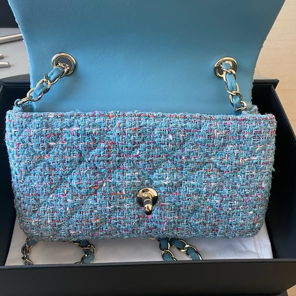 Chanel Blue Tweed Mini Flap - Picture 6 of 11
